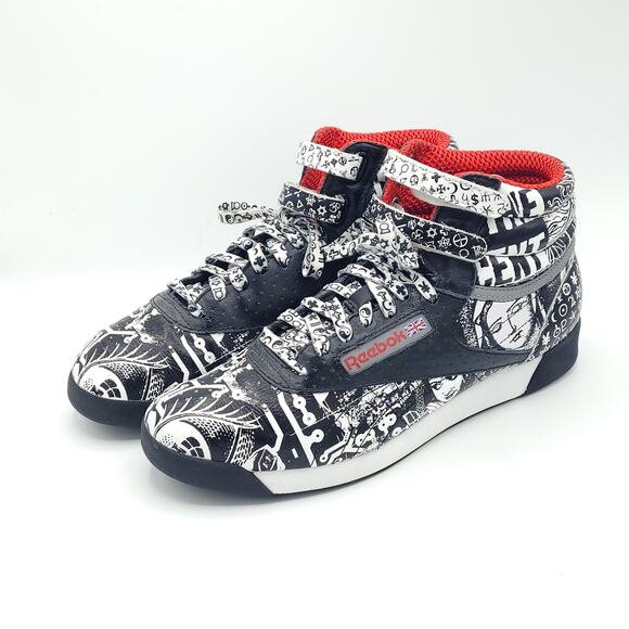 Reebok Freestyle White Black Red 2-J08931 women's size 8 - Picture 1 of 9